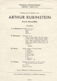 Portada:Programa de concierto del pianista Arthur Rubinstein : Temporada 1961 -1962