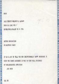 Portada:Telegrama dirigido a Arthur Rubinstein. Beverly Hills, California (Estados Unidos)