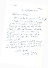 Portada:Carta dirigida a Aniela Rubinstein. Blois (Francia), 06-11-1978
