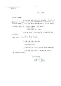 Portada:Carta dirigida a Aniela Rubinstein. París (Francia), 27-01-1975