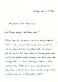 Portada:Carta dirigida a Arthur Rubinstein. Freiburg (Alemania), 03-09-1963