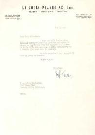 Portada:Carta dirigida a Aniela Rubinstein. Beverly Hills (California), 01-07-1952
