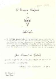Portada:Carta dirigida a Arthur Rubinstein. Madrid (España), 15-11-1956