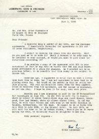 Portada:Carta dirigida a Arthur y Aniela Rubinstein. Nueva York, 03-06-1960