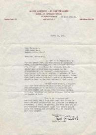 Portada:Carta dirigida a Aniela Rubinstein. Nueva York, 19-03-1951