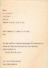 Portada:Telegrama dirigido a Arthur Rubinstein. Frankfurt (Alemania)