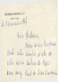 Portada:Tarjeta dirigida a Aniela Rubinstein. Eure-et-Loir, 11-11-1957