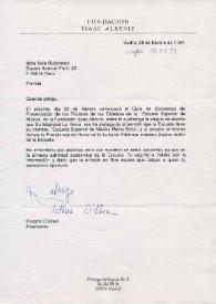 Portada:Carta dirigida a Aniela Rubinstein. Madrid (España), 25-02-1991