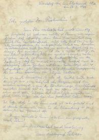 Portada:Carta dirigida a Arthur Rubinstein. Düsseldorf (Alemania), 26-02-1976