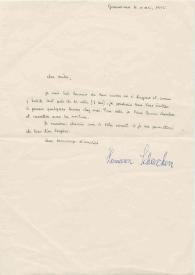Portada:Carta dirigida a Arthur Rubinstein. Gravesano (Italia), 11-05-1955
