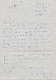 Portada:Carta dirigida a Arthur Rubinstein. Londres (Inglaterra), 30-04-1977