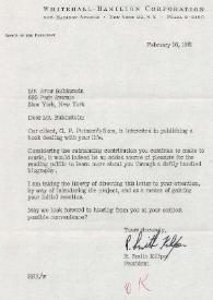 Portada:Carta dirigida a Arthur Rubinstein. Nueva York (Estados Unidos), 16-02-1961