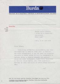 Portada:Carta enviada a Sophie Issartel. París (Francia), 28-03-1980