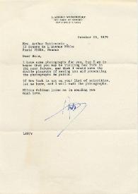 Portada:Carta dirigida a Aniela Rubinstein. Nueva York (Estados Unidos), 23-10-1979