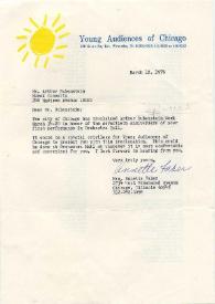 Portada:Carta dirigida a Arthur Rubinstein. Chicago (Illinois), 12-03-1976