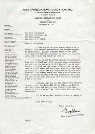 Portada:Carta dirigida a Arthur Rubinstein. Memphis (Tenessee), 08-02-1971