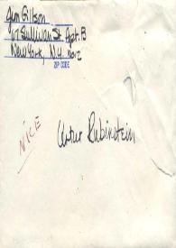 Portada:Carta dirigida a Arthur Rubinstein. Nueva York, 14-03-1976