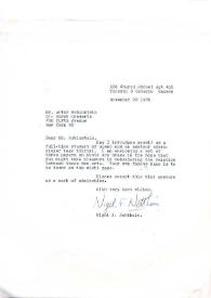 Portada:Carta dirigida a Arthur Rubinstein. Toronto (Canada), 23-11-1970
