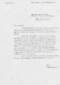 Portada:Carta dirigida a William Monnier (Director General de Aduanas). Rivaz, 01-02-1972