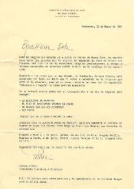 Portada:Carta dirigida a Aniela Rubinstein. Santander (España), 31-03-1987