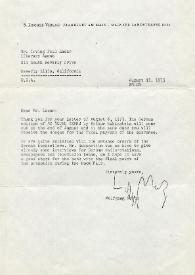 Portada:Carta dirigida a Irving Paul Lazar (Agente Literario). Frankfurt (Alemania), 13-08-1973
