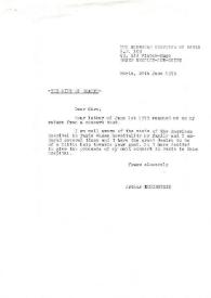 Portada:Carta dirigida a David T. McGovern y a Jacques Maisonrouge (Hospital Americano de París). París (Francia), 26-06-1975