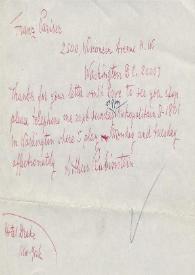 Portada:Carta dirigida a Franz Pariser. Nueva York
