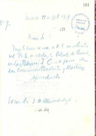 Portada:Carta de Rubén Darío a ALLENDESALAZAR, Manuel