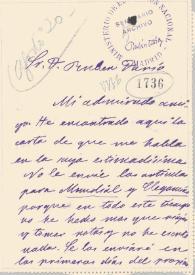 Portada:Carta de Carmen de Burgos a Rubén Darío. Villemomble (París), 14 de agosto de 1911