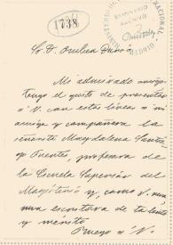 Portada:Carta de Carmen de Burgos a Rubén Darío. Madrid, [1908?]