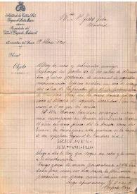 Portada:Carta de Perfecto Urra a Fidel Fita sobre inscripciones de Alhambra, Villanueva de los Infantes y Linares