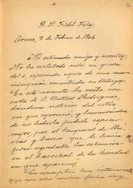 Portada:Carta de M. Macías a F. Fita sobre una inscripción de Astorga (León)