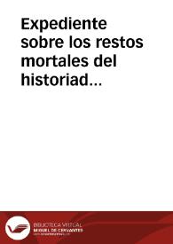 Portada:Expediente sobre los restos mortales del historiador Antonio Herrera y su esposa Mencía de Torres.