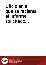 Portada:Oficio en el que se reclama el informe solicitado acerca de la comisión enviada a Orihuela con objeto de hacer investigaciones arqueológicas.