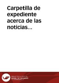 Portada:Carpetilla de expediente acerca de las noticias enviadas por el correspondiente Adolfo Herrera sobre inscripciones y objetos hallados en Santa Pola (Alicante).