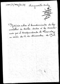 Portada:Carpetilla de expediente relativa a una noticia sobre el hundimiento de las murallas de Ávila, dada a la Academia por el correspondiente Sr. Foronda.