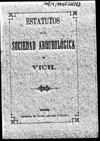 Portada:Estatutos de la Sociedad Arqueológica de Vich