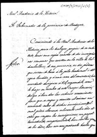 Portada:Minuta de oficio en la que se ruega al Gobernador Civil de Badajoz que de las órdenes oportunas para que se realicen los calcos de las inscripciones romanas existentes en la iglesia parroquial y en el cementerio de Valdecaballeros.