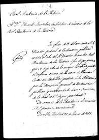 Portada:Minuta de oficio en la que se comunica el deseo del Director General de Instrucción Pública de que se agilice por parte de la Academia el informe sobre la casa de Hernán Cortés