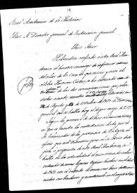 Portada:Minuta de oficio en la que se comunica que se levante el monumento a Hernán Cortés con presupuesto voluntario de la Diputación Provincial de Badajoz y del Ayuntamiento de Medellín, ayudados por los fondos generales del Estado