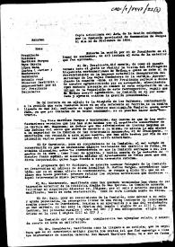Copia del acta de la sesión de la Comisión de Monumentos de Burgos. Entre los varios particulares que se reseñan, figuran la noticia del derribo de la ermita de San Bol, el mal estado de los ventanales del castillo de Frías, la restauración de la ermita románica de Puentedura y del monasterio de San Quirce, la continuación de las excavaciones arqueológicas en los castros de Lara y el comienzo de excavaciones en los terrenos que rodean la cueva de Atapuerca, hallándose varias puntas paleolíticas.