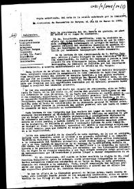 Copia del acta de la sesión de la Comisión de Monumentos de Burgos. Entre los varios particulares que se reseñan, figuran el hallazgo de una talla de Berruguete, la habilitación de una sepultura en la Catedral para el canónigo Manuel Martínez Sanz, la donación de varias fotografías sobre monumentos románicos existentes en el valle de Mena, la restauración de la iglesia románica de Soto de Bureba así como del arco llamado de Fernán González en Burgos, que amenaza estado de ruina, y un informe contrario al tendido de cables para la instalación del teléfono que afecta a la muralla de los Cubos.