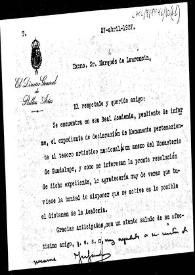 Portada:Carta en la que se solicita el expediente de declaración de Monumento Histórico Artístico de un anexo del monasterio de Guadalupe.