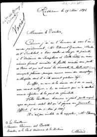 Portada:Carta de remisión de copia de su memoria sobre el descubrimiento de la necrópolis fenicia de Cádiz que ha leído Charles Clermont-Ganneau ante la Academia de Inscripciones y Bellas Letras