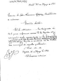 Portada:Minuta de oficio en la que se le comunica que ha sido designado para informar sobre la inscripción islámica que se conserva en el Biblioteca Municipal de Jerez de la Frontera
