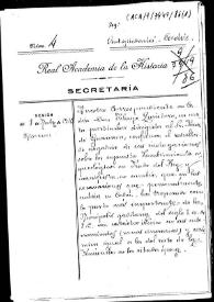 Portada:Carpetilla de expediente sobre ciertos descubrimientos arqueológicos en Prado del Rey y sobre la necrópolis romana de Cádiz