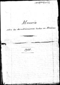 Portada:Memoria de los hallazgos romanos de Alcuéscar en la que se incluyen improntas de las monedas halladas.