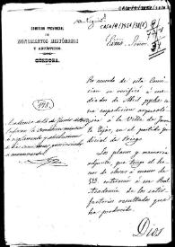 Portada:Oficio de remisión de la memoria y planos de la expedición arqueológica a Fuente Tojar