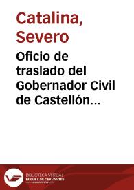 Portada:Oficio de traslado del Gobernador Civil de Castellón en el que se da cuenta de las noticias detalladas acerca del hallazgo del plomo con inscripción ibérica y de los trabajos de excavación realizados en los túmulos. Adjunta copia de la inscripción del plomo ibérico del Puch, hecha por la Comisión de Monumentos de Castellón. También informa de los restos de un templo dedicado a Venus en las lagunas de Almenara