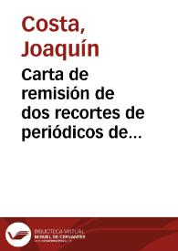 Portada:Carta de remisión de dos recortes de periódicos de Edimburgo en que se dan noticias acerca de la protección que el Papa Benedicto XIII dispensó a la Universidad de San Andrés de Glasgow, así como de cinco fotografías relacionadas con el Papa Luna